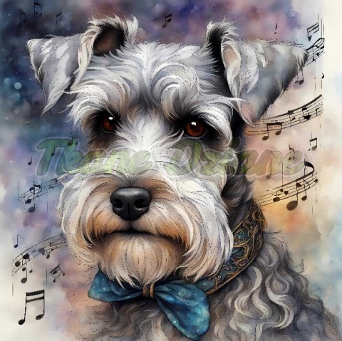PANEL DRUKOWANY AKWARELOWE PSY -SCHNAUZER MINI NR 25