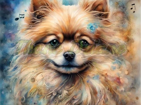 PANEL DRUKOWANY AKWARELOWE PSY -POMERANIAN NR 28