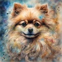 PANEL DRUKOWANY AKWARELOWE PSY -POMERANIAN NR 28