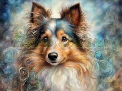 PANEL DRUKOWANY AKWARELOWE PSY -OWCZAREK SZETLANDZKI NR 20