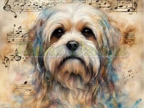 PANEL DRUKOWANY AKWARELOWE PSY -LHASA APSO NR 22