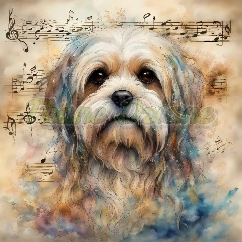 PANEL DRUKOWANY AKWARELOWE PSY -LHASA APSO NR 22