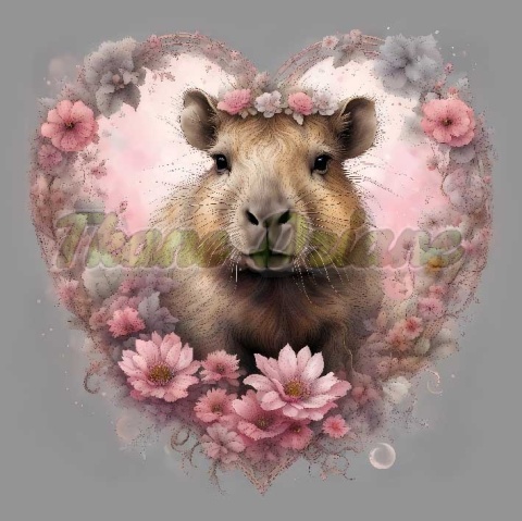 PANEL DRUKOWANY KAPIBARA W KWIATOWYM SERCU NR 22