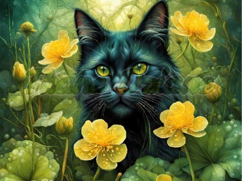 PANEL DRUKOWANY KOTY W KWIATACH NR 15