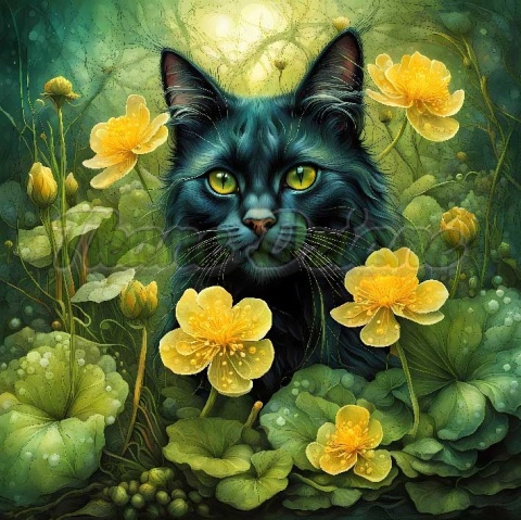 PANEL DRUKOWANY KOTY W KWIATACH NR 15