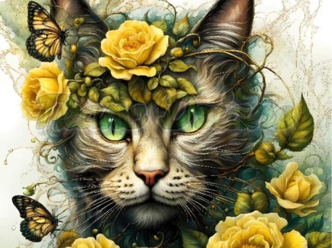 PANEL DRUKOWANY KOTY W KWIATACH NR 20