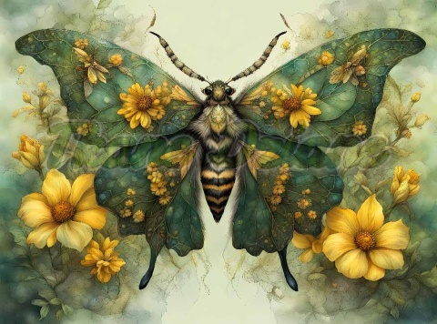 PANEL DRUKOWANY PROSTOKĄTNY POZIOMY/KOSMETYCZKA ĆMA ZIELONO ŻÓŁTA