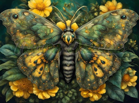 PANEL DRUKOWANY PROSTOKĄTNY POZIOMY/KOSMETYCZKA ŻÓŁTO ZIELONA ĆMA