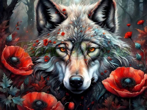 PANEL DRUKOWANY PROSTOKĄTNY POZIOMY/KOSMETYCZKA WILK W MAKACH