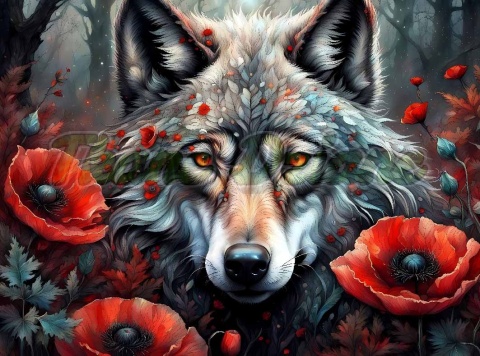 PANEL DRUKOWANY PROSTOKĄTNY POZIOMY/KOSMETYCZKA WILK W MAKACH