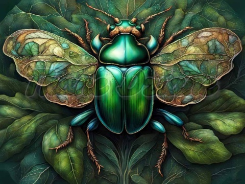 PANEL DRUKOWANY PROSTOKĄTNY POZIOMY/KOSMETYCZKA ZIELONY ŻUK