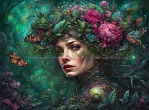 PANEL DRUKOWANY PROSTOKĄTNY POZIOMY/KOSMETYCZKA KOBIETA Z KWIATAMI