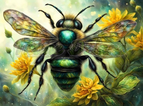 PANEL DRUKOWANY PROSTOKĄTNY POZIOMY/KOSMETYCZKA PSZCZOŁA ZIELONA