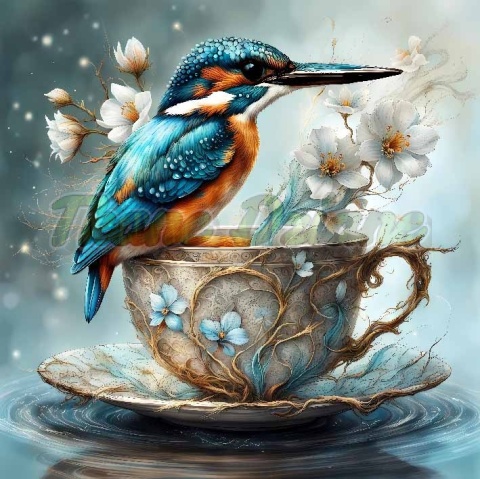 PANEL DRUKOWANY PTAKI Z FILIŻANKĄ NR 1