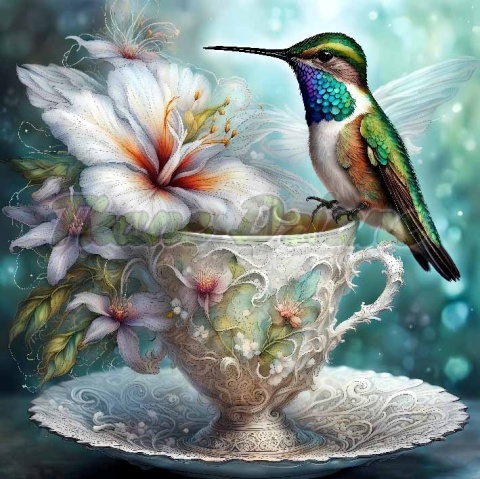 PANEL DRUKOWANY PTAKI Z FILIŻANKĄ NR 5