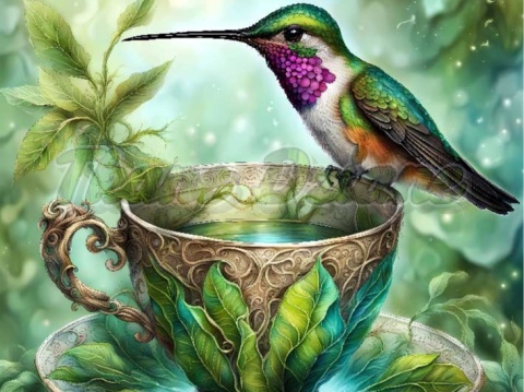 PANEL DRUKOWANY PTAKI Z FILIŻANKĄ NR 6