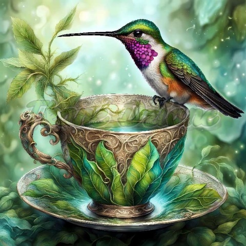 PANEL DRUKOWANY PTAKI Z FILIŻANKĄ NR 6