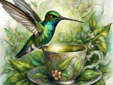 PANEL DRUKOWANY PTAKI Z FILIŻANKĄ NR 7