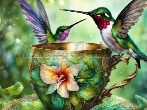 PANEL DRUKOWANY PTAKI Z FILIŻANKĄ NR 8