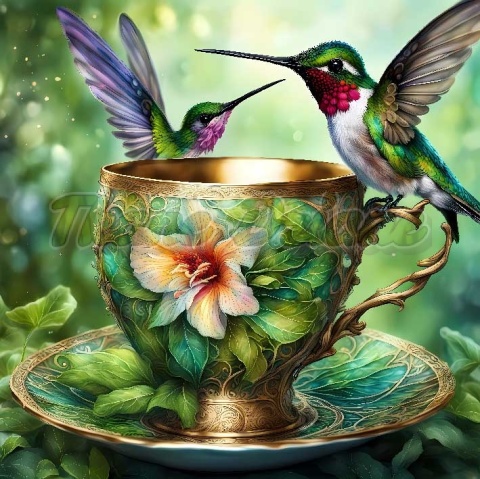 PANEL DRUKOWANY PTAKI Z FILIŻANKĄ NR 8