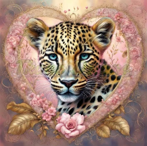 PANEL DRUKOWANY LAMPART W KWIATOWYM SERCU NR 26