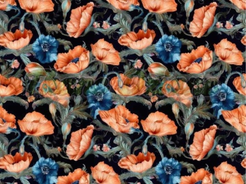 TKANINA DRUKOWANA KWIATY NR 18