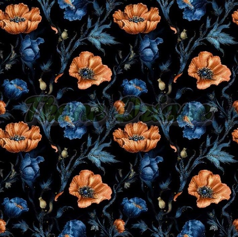 TKANINA DRUKOWANA KWIATY NR 19