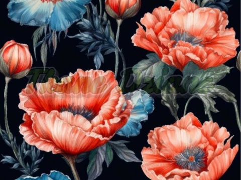 TKANINA DRUKOWANA KWIATY NR 21