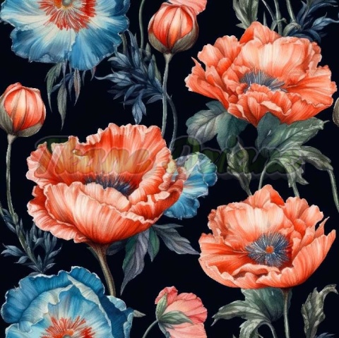 TKANINA DRUKOWANA KWIATY NR 21