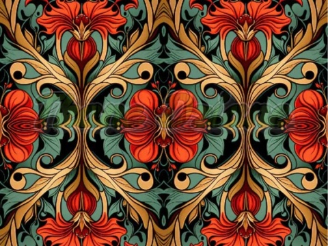 TKANINA DRUKOWANA ROŚLINNA MOZAIKA NR 5