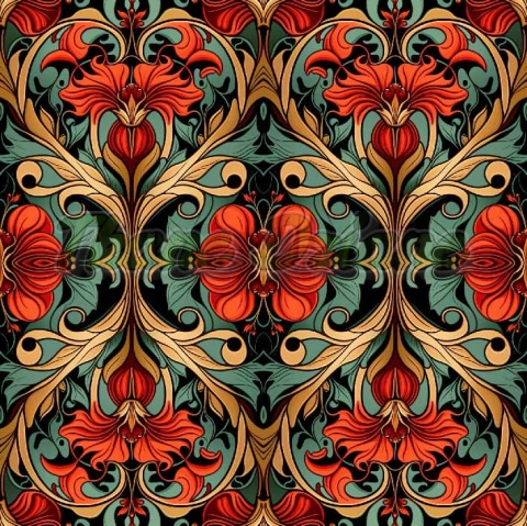 TKANINA DRUKOWANA ROŚLINNA MOZAIKA NR 5