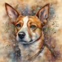 PANEL DRUKOWANY AKWARELOWE PSY -BASENJI NR 52