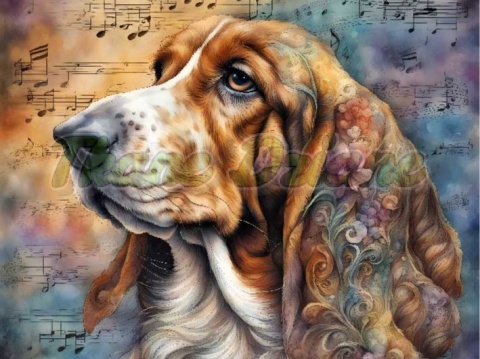 PANEL DRUKOWANY AKWARELOWE PSY -BASSET NR 53