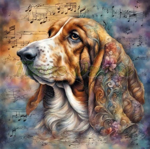 PANEL DRUKOWANY AKWARELOWE PSY -BASSET NR 53