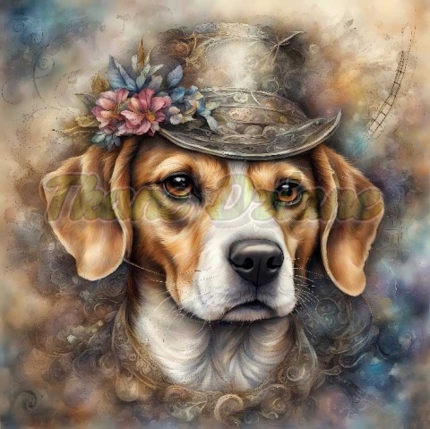 PANEL DRUKOWANY AKWARELOWE PSY -BEAGLE NR 54