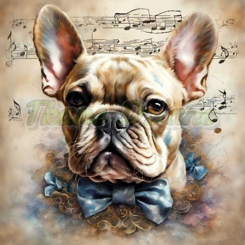 PANEL DRUKOWANY AKWARELOWE PSY -BULLDOG FRANCUSKI NR 69