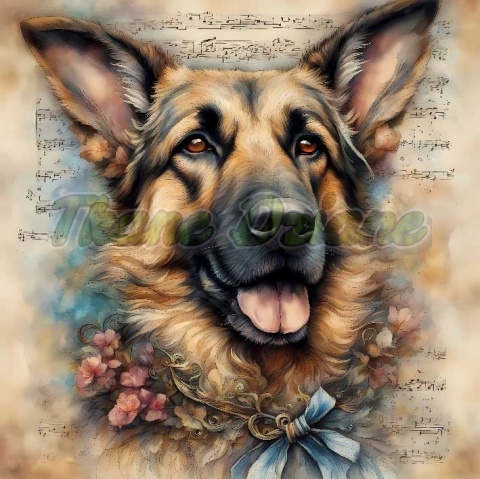 PANEL DRUKOWANY AKWARELOWE PSY -OWCZAREK NIEMIECKI NR 34