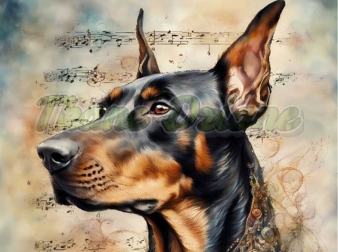 PANEL DRUKOWANY AKWARELOWE PSY -DOBERMAN NR 67