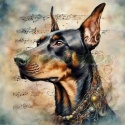 PANEL DRUKOWANY AKWARELOWE PSY -DOBERMAN NR 67