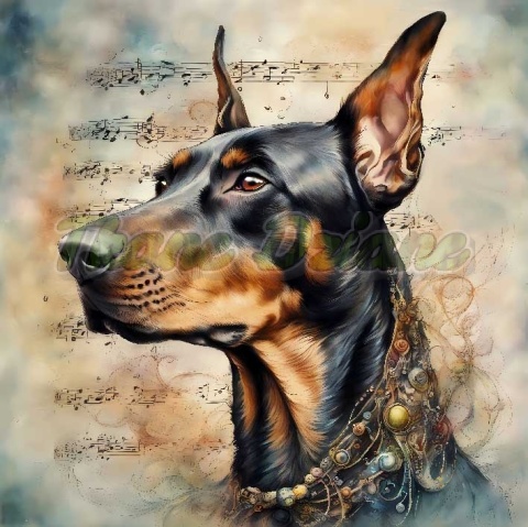 PANEL DRUKOWANY AKWARELOWE PSY -DOBERMAN NR 67