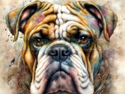 PANEL DRUKOWANY AKWARELOWE PSY -BULLDOG ANGIELSKI NR 68