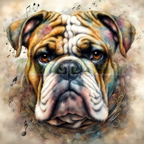 PANEL DRUKOWANY AKWARELOWE PSY -BULLDOG ANGIELSKI NR 68