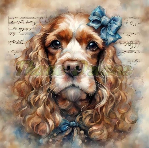 PANEL DRUKOWANY AKWARELOWE PSY -COCKER SPANIEL NR 32