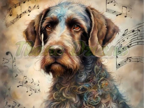 PANEL DRUKOWANY AKWARELOWE PSY -WYŻEŁ NIEMIECKI SZORSTKOWŁOSY NR 35