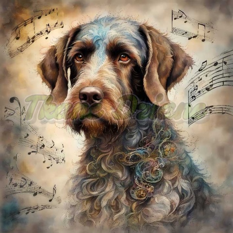 PANEL DRUKOWANY AKWARELOWE PSY -WYŻEŁ NIEMIECKI SZORSTKOWŁOSY NR 35