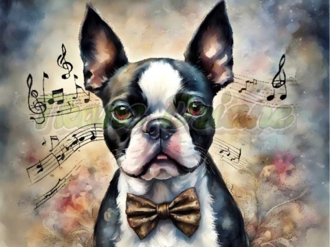 PANEL DRUKOWANY AKWARELOWE PSY -BOSTON TERRIER NR 61