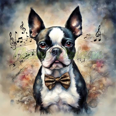 PANEL DRUKOWANY AKWARELOWE PSY -BOSTON TERRIER NR 61