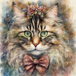 PANEL DRUKOWANY AKWARELOWY KOT - NORWESKI NR 10