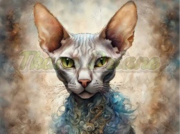 PANEL DRUKOWANY AKWARELOWY KOT - SPHINX NR 4