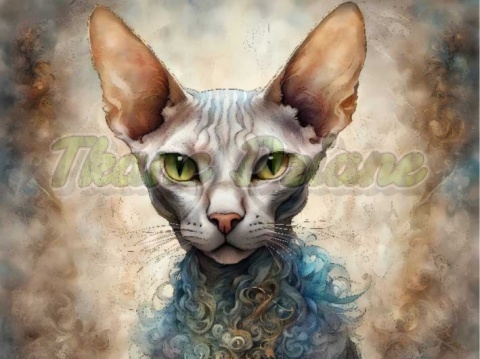 PANEL DRUKOWANY AKWARELOWY KOT - SPHINX NR 4